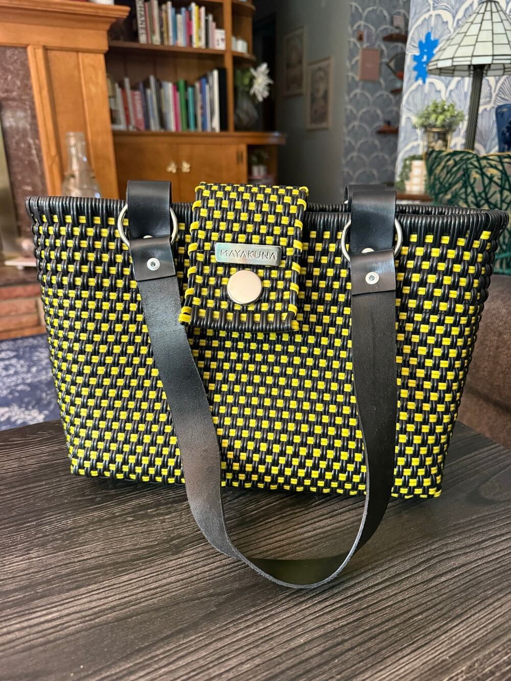 MAYAKUNA Handwoven Mexican Artisan Woven Tote Bag Yellow & Black
